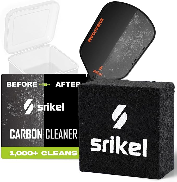 Pickleball – Paddle Cleaner Eraser with Carrying Storage Case, Premium Carbon Fiber Pickle Ball Racket Cleaner, Fast & Easy Rubber Eraser Removes Ball Residue, Dirt & Scratches