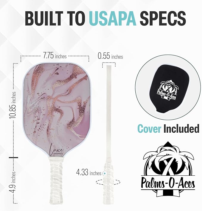 Palms-O-Aces Carbon Fiber Pickleball Paddle – USAPA Approved 16mm T700 Graphite Paddle with Textured Spin Surface | Lightweight Carbon Fiber Pickleball Paddles & Racket | Includes Paddle Cover