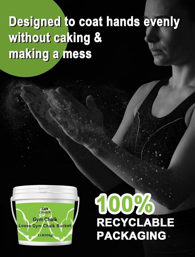 2 LB Loose Gym Chalk Bucket - Premium Powder Chalk with Empty Chalk Bag & Spoon, Multi-Purpose for Weightlifting, Gymnastics, and Workouts