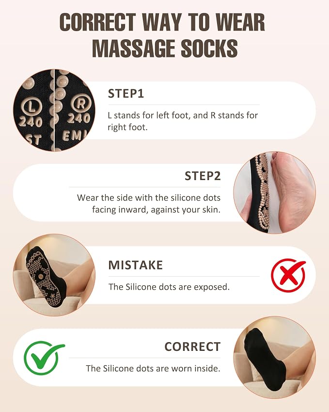 Acupressure Socks Reflexology Foot Massage for Women Men Acupuncture Socks with Pressure Point, Gifts for Busy Mom Elders Massaging Convenient and Efficient Size 17-18
