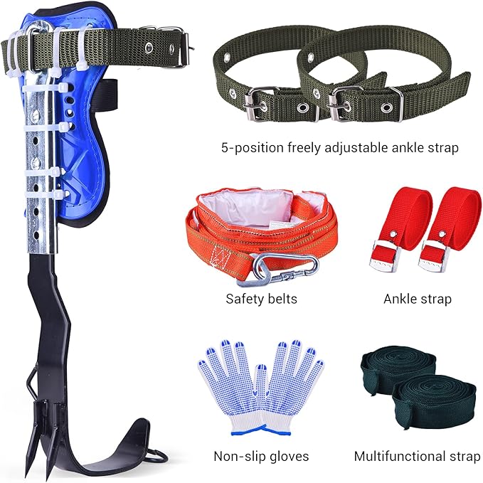 Climbing Equipment. Tree - Climbing Kits. Anti - Slip Climbing Tools with footboards. —— Forestry Operation Equipment Suitable for Rock Climbing, Tree Trimming, Hunting, and Fruit Picking.