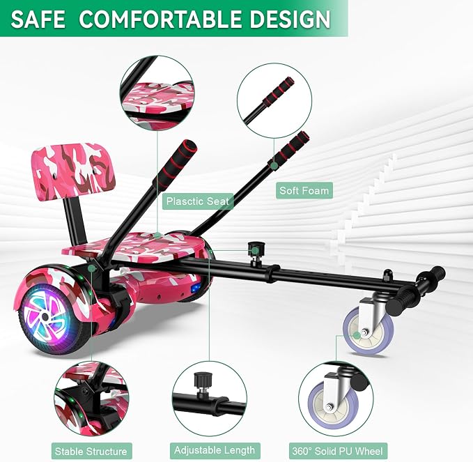 CBD Scooter with Corlorful LED Lights,6.5" Wheels, Dual 300W Motor Scooter for Kids Girls Boys Adults, All Ages