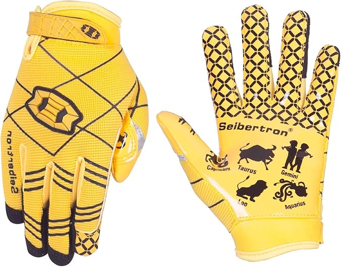 Seibertron Pro 3.0 Twelve Constellations Elite Ultra-Stick Football Receiver Gloves | Super Sticky Grip for Youth Kids Boys 8-12 Girls & Adult Men & Women, Perfect Sports Gift