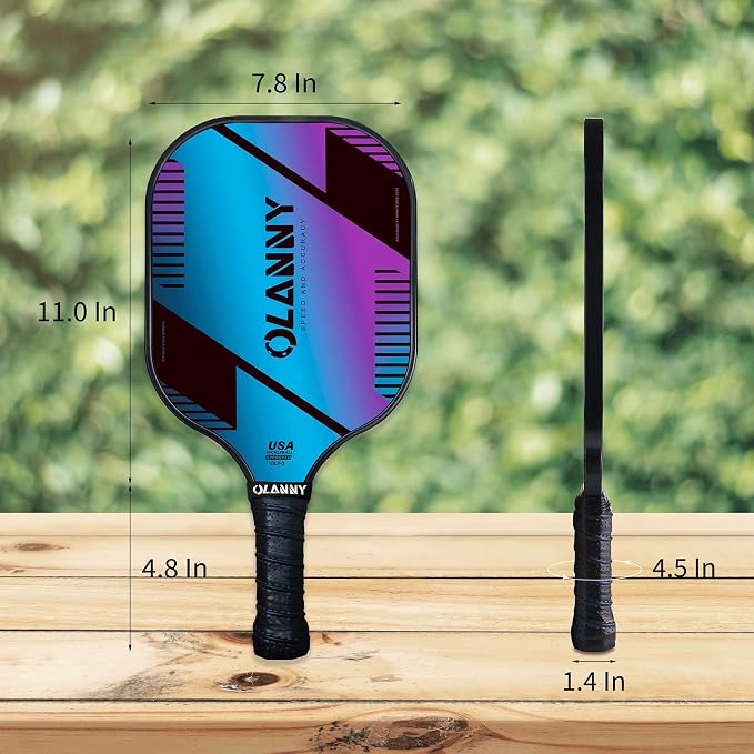 OLANNY Graphite Pickleball Paddles Set- Premium Rackets Fiber Face & Polymer Honeycomb Core Pickleball Set Includes Pickleball Paddles + Pickleball Balls+ Replacement Soft Grip + 1 Bag