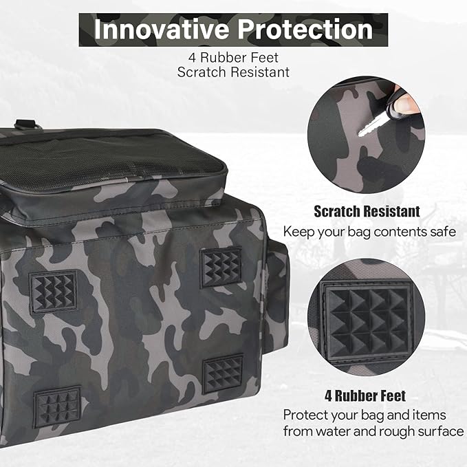 Fishing Tackle Backpack with Cooler Bag, 53L Waterproof Fishing Bag with 2 Rod Holders, Large Fishing Backpacks with Bottle Holder & Coolers, Tackle Storage, Heavy Duty Outdoor Cooler Backpack for Men