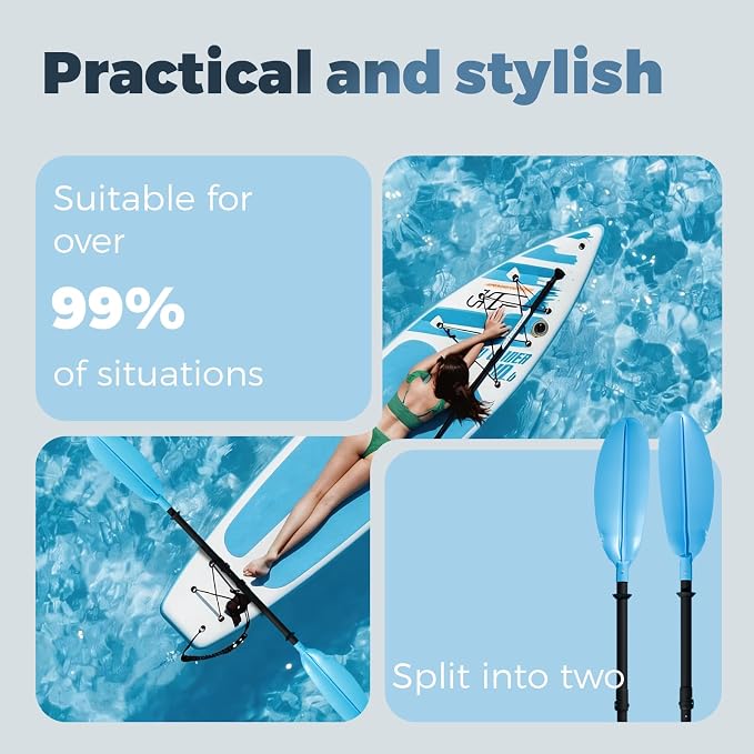 Heavy Duty Kayak Paddle, 96 Inches Kayaking Oars for Boating Canoeing with Free Paddle Leash Aluminum Alloy Shaft Paddle Blades Blue Color.