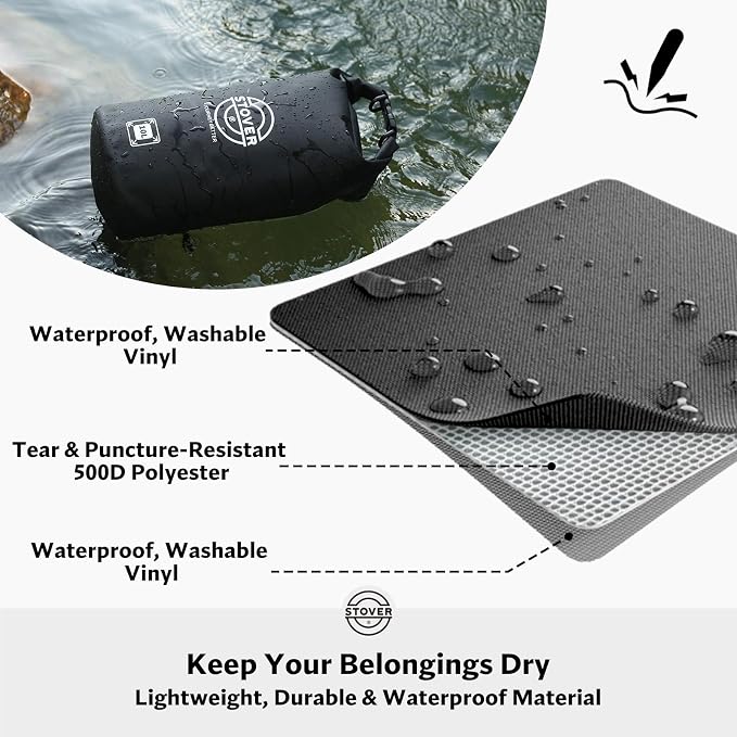 STOVER 5/10/25/30/40/55L Waterproof Dry Bag- Roll-Top Backpack w/Phone Case- Kayaking, Hiking, Camping, Boating- Men/Women
