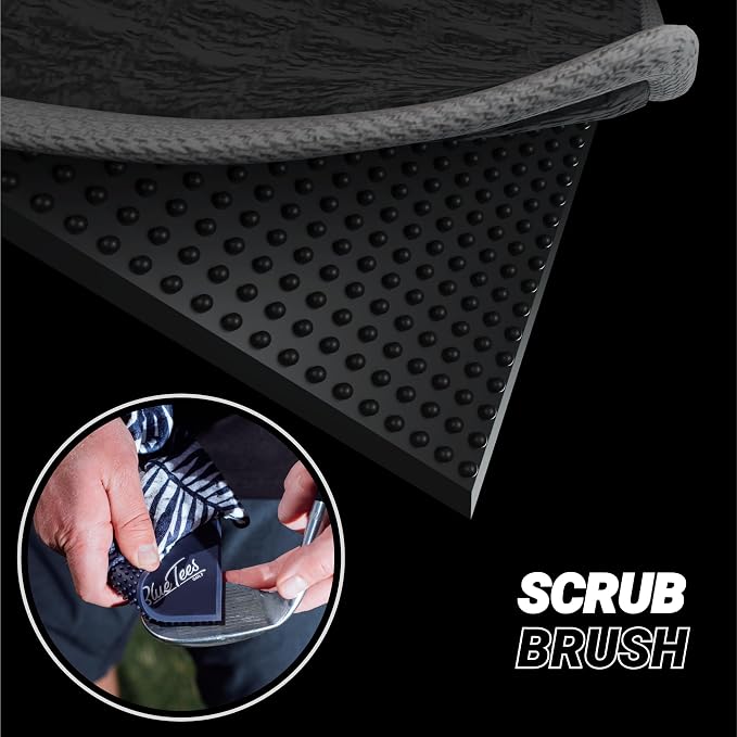 Blue Tees Golf Premium Magnetic Towel - Super Strong Magnet - Microfiber Waffle Design - Silicone Brush - Groove Cleaner - Bag Buckle