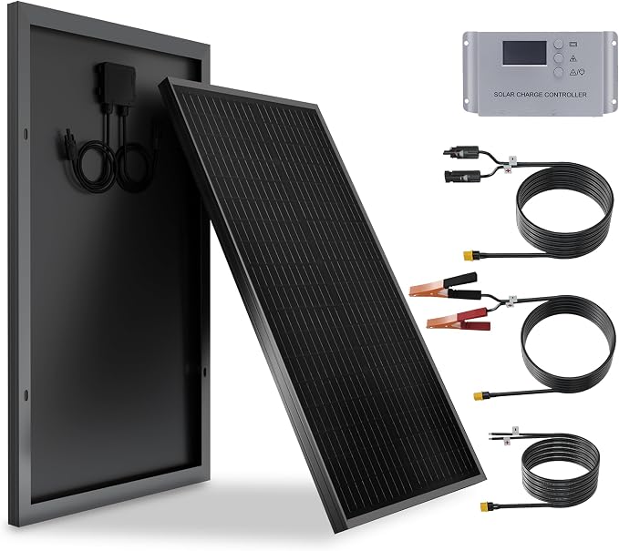 50 Watt 12Volt Solar Panel Kit Monocrystalline Module 10A Charge Controller for RV, Boats, Trailer, Camper,Off-Grid System (50w Solar kit)