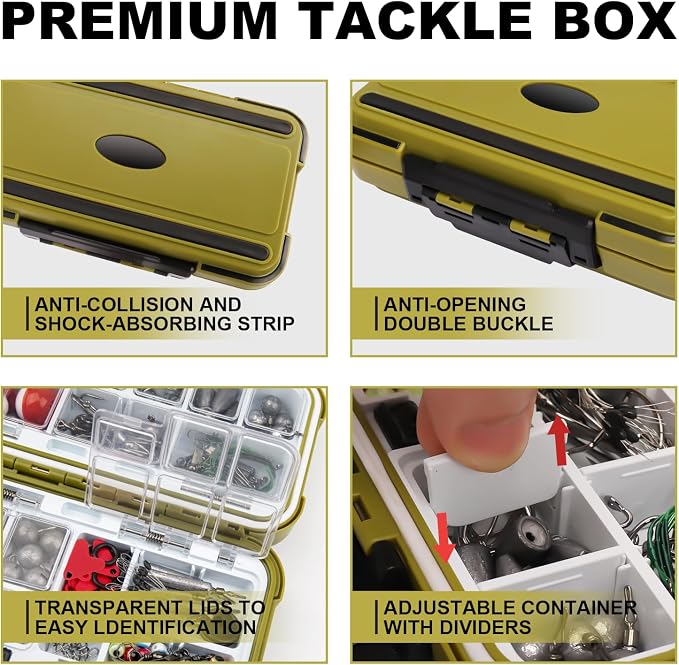GOTOUR 128/209/240/265pcs Fishing Lures Kit with Tackle Box, All-in-1 Fishing Accessories Gear Set with Soft Lure, Minnow, Crankbait, Hooks, Sinkers, and Terminal Tackle Kit, Fishing Gifts for Men