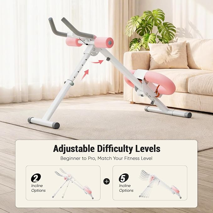 DUMOS Ab Workout Equipment for Home Gym, Exercise Machine Abs Trainer, Full Body Fitness System Adjustable for Abdominal Stomach Training, LCD Display, Knee Protection