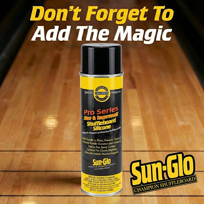Sunglo Pro Series Shuffleboard Silicone Spray – Premium Table Cleaner & Polish for Consistent Slide and Surface Protection – 12 oz Can (2-Pack)