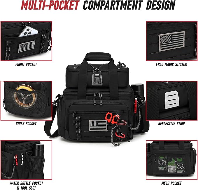 Fishing Tackle Bag, Equipped With 4 Tackle Boxes and Detachable Reel Storage Pouch, Waterproof Fishing Gear Organizer, Adjustable Shoulder Strap Fishing Bags for Saltwater & Freshwater