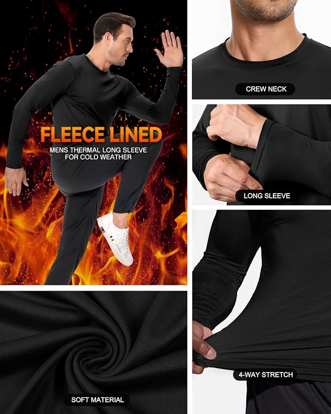 Men's 1, 3 or 5 Pack Performance Long Sleeve T-Shirts, UPF 50+ Sun Protection Shirts, Athletic Gym Workout Shirts for Running
