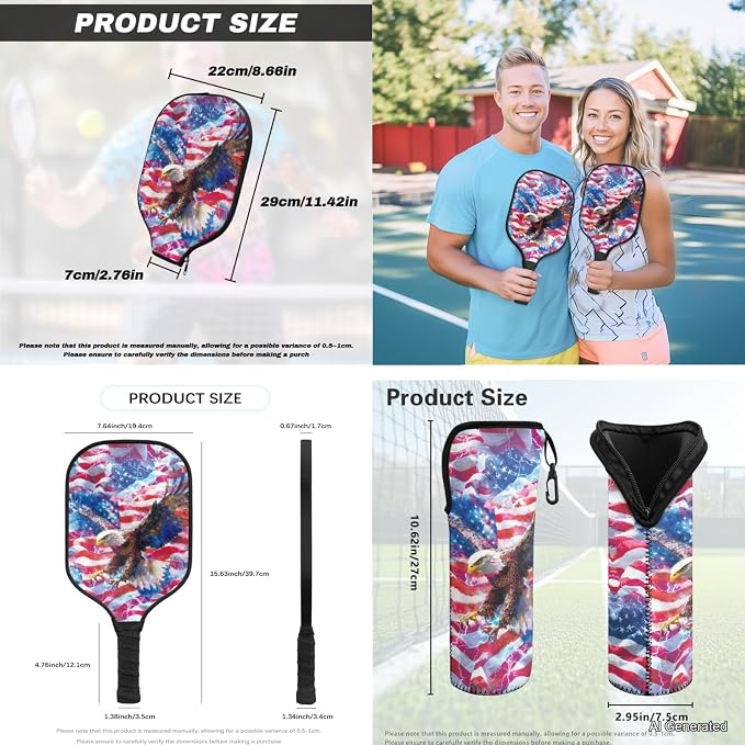 Pickleball Paddles Set 3PCS Pickleball Paddle Case Pickleball Racket Pickleball Bag Ideal for Beginners Gifts