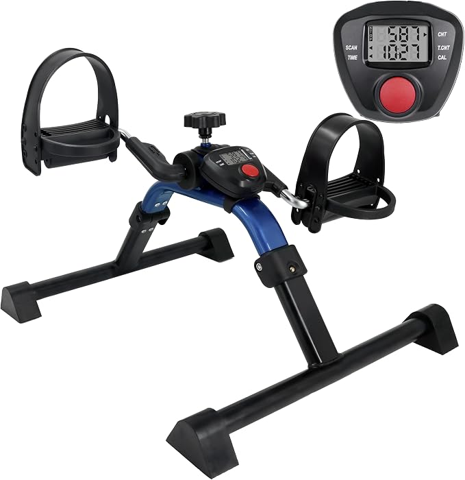 Vaunn Under Desk Bike Pedal Exerciser Ergometer with LCD Display – Mini Pedal Exerciser for Arm & Leg Workout, Folding Desk Cycle for Home Office, Physical Therapy & Low Impact Cardio
