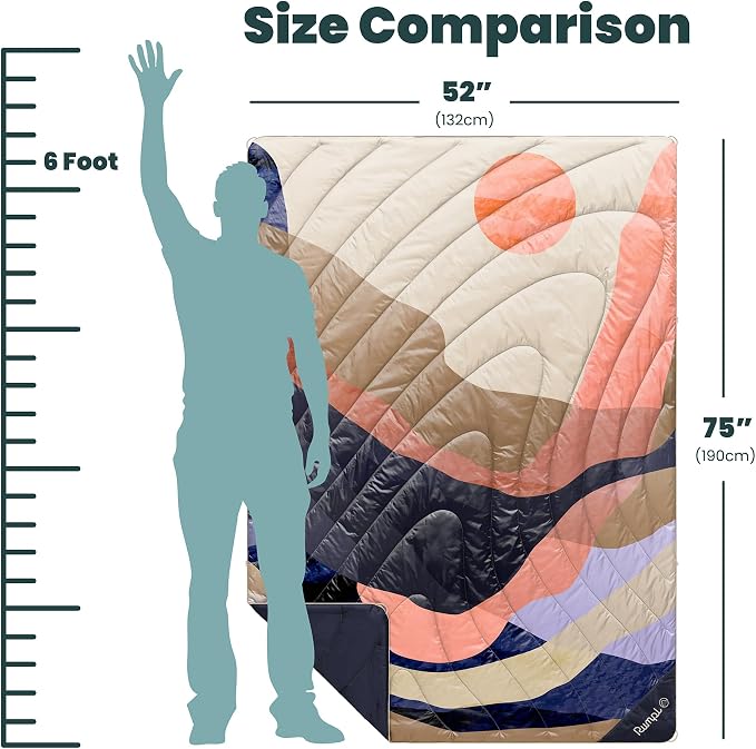 Rumpl Original Puffy 1-Person Blanket for Camping and Outdoors, Valley Dawn