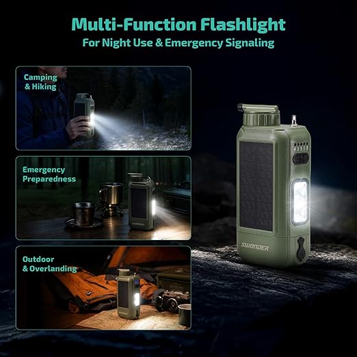 Swonder Portable Electric Water Filter – 0.01 Micron Camping Water Purifier with Solar & 5200mAh Battery, 4-Stage Filtration System for Hiking, Emergency, Survival