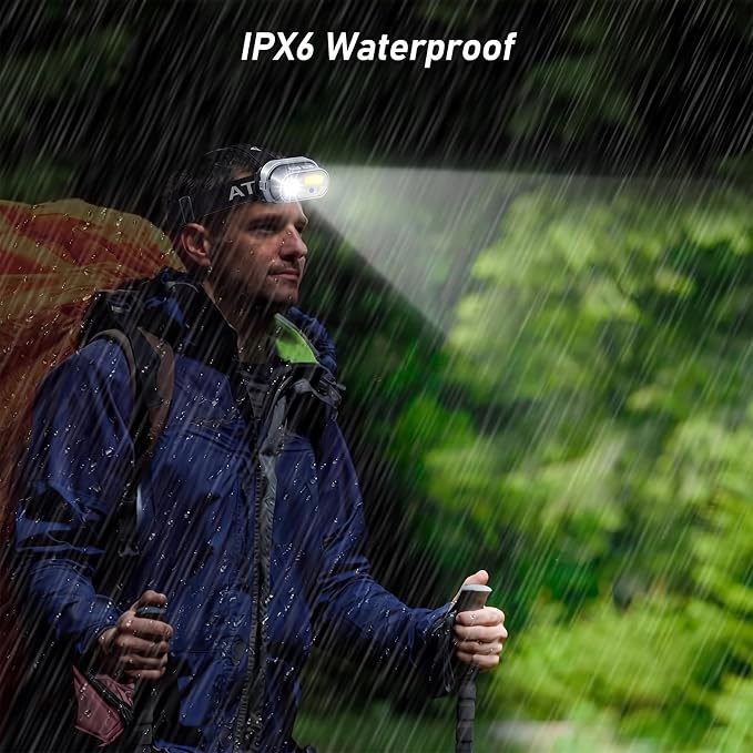 Rechargeable LED Headlamp Super Bright, 2 Pack Motion Sensor Head lamp Flashlight, Waterproof 8 Modes Head Lights for Forehead, Camping Essentials Gear for Hiking Fishing Work