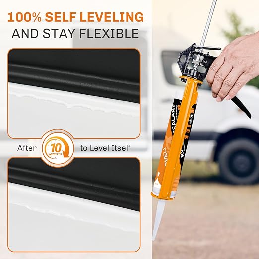 WELLUCK 12PC Self Leveling RV Roof Sealant Lap for RV Roofs, White Flexible Repair Caulking Rubber Epdm Sealant for Camper Motorhomes Trailers, Secure Odorless Waterproof & UV All Weather Adhesive