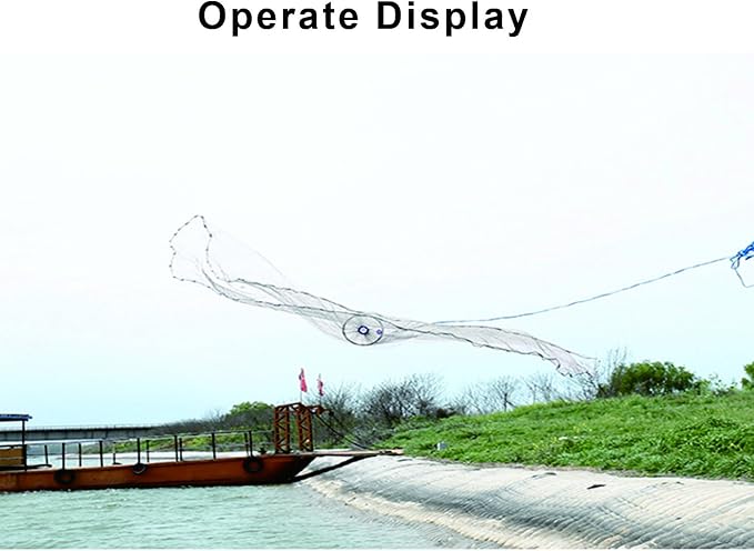 Cast Fishing Net with Aluminum Frame, 0.8 inch Mesh, 7.8-13.8 ft Diameter