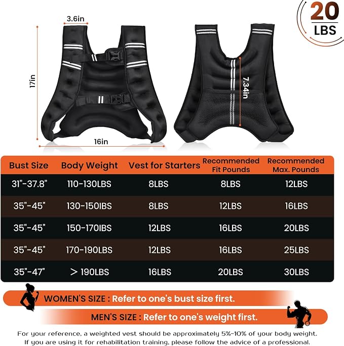 KTINNEAD Weighted Vest for Women Men, 8lb/12lb/16lb/20lb Weighted Running Vest with Reflective Stripe, Detachable Phone Pouch for Workout, Walking, Strength Training, Weight Loss, Fitness, Jogging