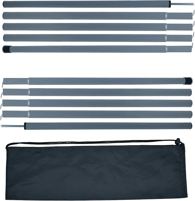 Adjustable Tent Poles Steel Rods for Tarp Canopy Camping Replacement Set of 2 (Grey)