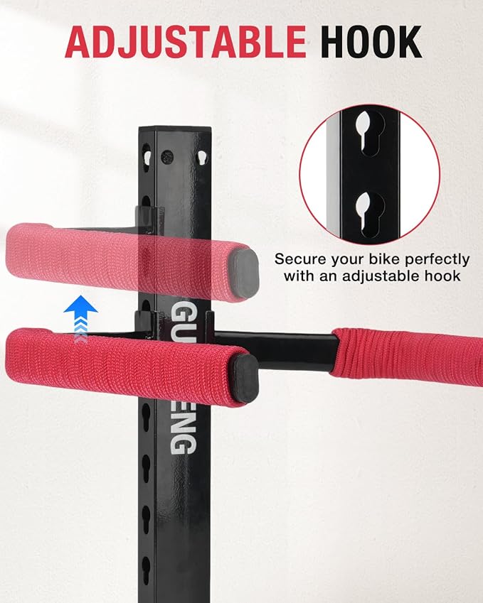 Wall Mount Bike Rack – Horizontal Indoor Bicycle Storage with Flexible Arms – Holds 1 Bike – Safe & Secure Hanger for Road, Mountain, Gravel, Hybrid – For Garage, Apartment, Shed