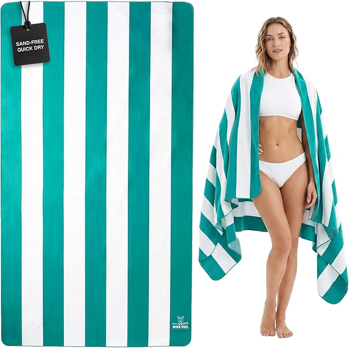 Wise Owl Outfitters Microfiber Beach Towel (7x4 ft) – Extra Large 84"x48", Quick Dry, Lightweight and Sand Free for Adults at the Beach, Pool, Gym, Yoga, or for Travel and Outdoor Use