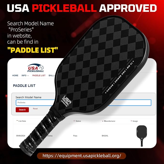 BAGAIL Pickleball Paddles, USAPA Approved Fiberglass Surface Pickleball Set, Lightweight Pickle Ball Rackets with 4 Balls, 1 Bag, Designed in California for Traction and Stability