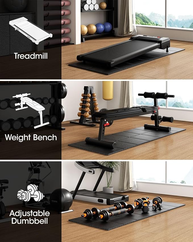 Stepwaver Walking Pad Mat for Carpet Floor, 68"x24", Treamill Mat for Hardwood Floors, High Density, 0.2" Thickness, Folable, Floor Protection for Bike, Elliptical, Treadmill
