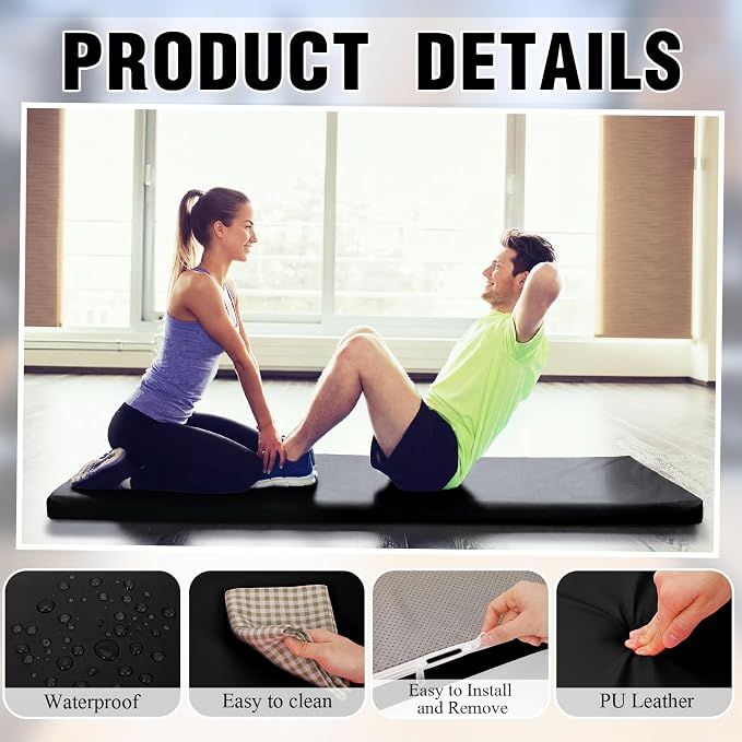 Lyrow 3 Inch 72"x 24" Thick Foldable Yoga Mat with Carry Strap, Non-slip Portable Foam Gym Mat for Yoga, Pilates and Stretching