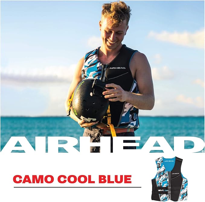 Airhead CAMO Cool Kwik-Dry Neolite Flex Life Jacket for Adults - USCG Approved Life Vest for Women & Men, Lightweight Flexible Watersports Vest for Boating, Wakeboarding, Kayaking & Jet Skiing