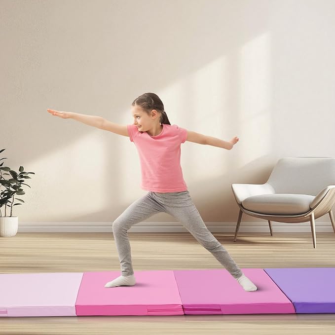 ZENOVA Gymnastics Mat 6'x3'x2''/4'x8'x2'' Exercise Mat Gym Mat for Home Aerobics Workout Foldable Tumbling Mat Children Gifts