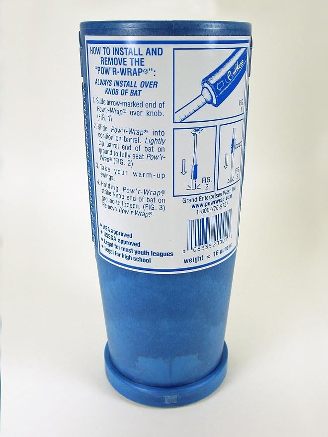 Pow'r Wrap Bat Weight for Softball, 16 Ounces Blue Polycarbonate Softball Bat Weight Sleeve for Youth, Teens, and Adults, Slowpitch and Fastpitch, 2 1/4" Barrel Bats
