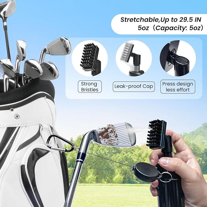 9FT Golf Ball Retriever and 2 Golf Club Brush Bundle Items
