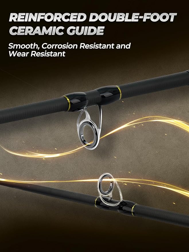 Jenseits Carbon Fiber Fishing Rod Series (6-12 Ft), Spinning & Casting Rods with Stainless Steel Ceramic Guides, Fast Action Fishing Pole for Bass, Trout, Walleye & Surf Fishing