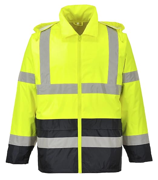 Portwest UH443 Classic Waterproof Rain Jacket in Reflective Contrast Hivis ANSI, 5XL