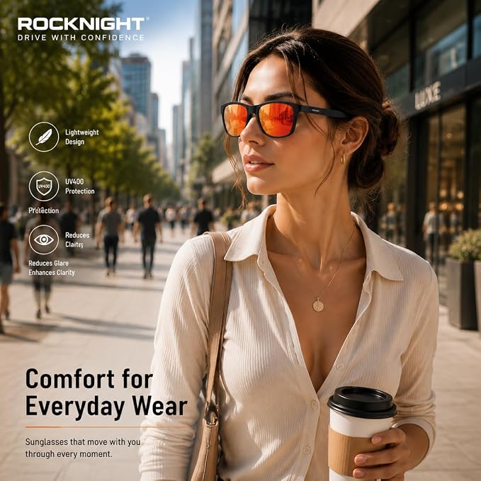 ROCKNIGHT Polarized Driving Sunglasses with Spring Hinges