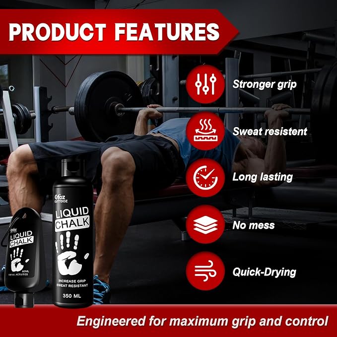 Pro Grade Liquid Chalk 2 oz or 12 oz Mess-Free Gym Chalk for Weightlifting, Gymnastics, Rock Climbing, Dancing, Dries in Seconds