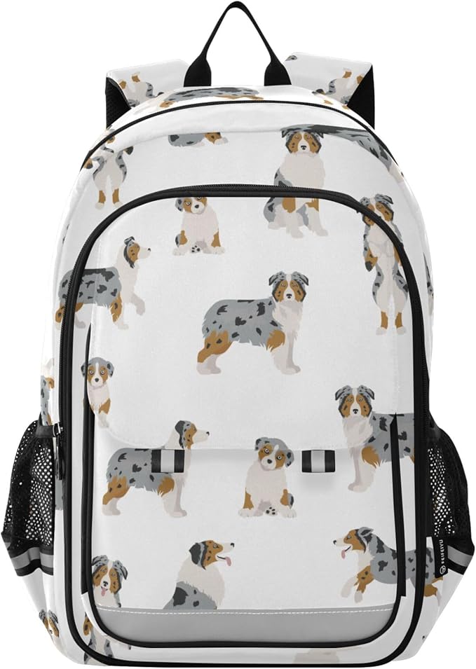 Fisyme Australian Shepherd Dog School Backpack Laptop Backpack Bags Bookbag Travel Casual Computer Notebooks Daypack