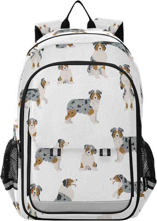 Fisyme Australian Shepherd Dog School Backpack Laptop Backpack Bags Bookbag Travel Casual Computer Notebooks Daypack