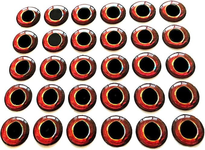Brule 3-D Holographic Epoxy Fish Eyes (5mm-20mm) 60 Pack, Handpoured, Fishing Fly Tying Lures DIY Crafts
