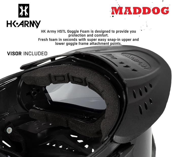 Maddog HK Army HSTL Paintball Airsoft Mask Goggle System | Replaceable Thermal Dual-Pane Anti Fog Lens | Adjustable Full-Face Safety Certified Protection