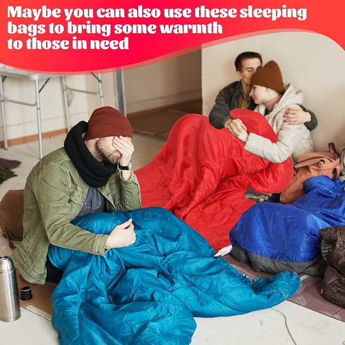 Macarrie 10 Pcs Bulk Sleeping Bags for Adults 0 Degree Waterproof Emergency Sleeping Bags with Compression Sack for Camping Hiking Backpacking Outdoor Activities