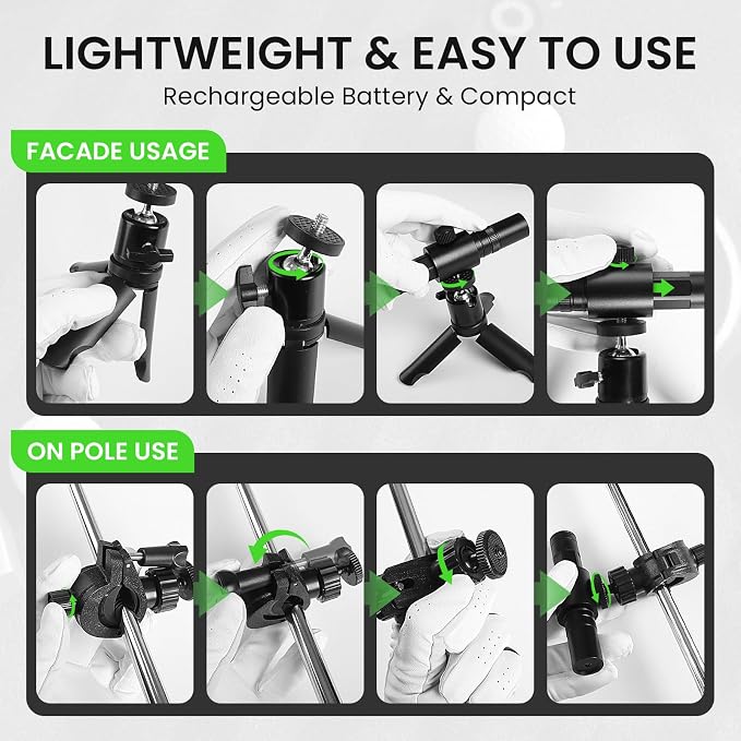 FINGER TEN Golf Laser Training Aid Target Alignment Tool for Indoor & Outdoor, Green Line Clear Visibility Putting Path Device with Two Models, Lightweight Swing Plane Corrector for Men Women (Black)