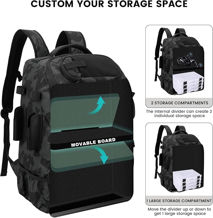 Hp hope Fishing Backpack with Rod Holders & Cooler, 40L Fishing Tackle Bag Fishing Tackle Storage Backpack Fishing Gear for Camping, Black Camo