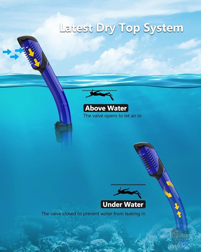 Snorkeling Gear for Adults 2-Pack | Anti-Fog & Anti-Leak Snorkeling Mask | Breath-Free Dry Snorkel | 180° Panoramic View with Quick-Dry Bags