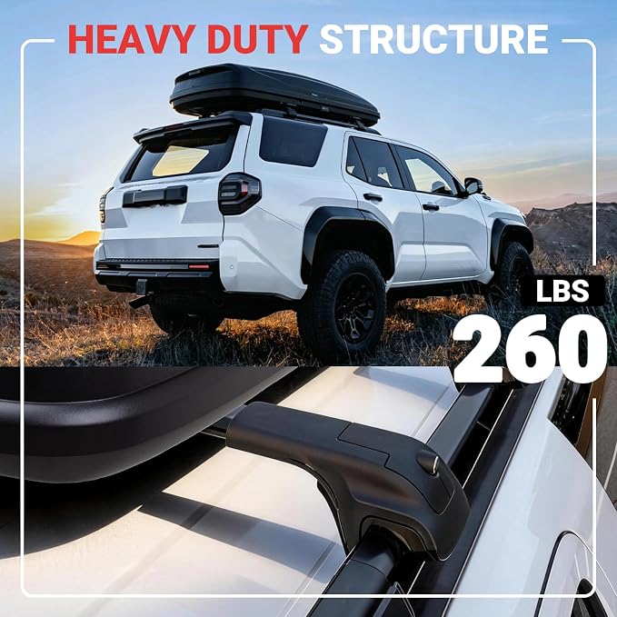 Roof Rack Cross Bars Fit for 2025-2026 Toyota 4Runner, 260lbs Heavy Duty Lockable Aluminum Roof Rails, Wide-Grip Clamps for Cargo, Kayak, Luggage - No Drilling