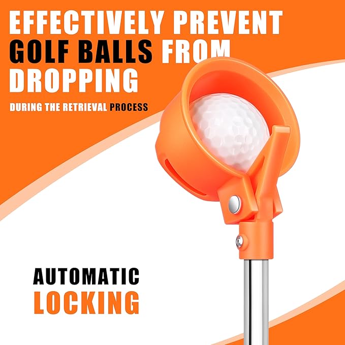 BIRDIEBLAST Golf Ball Retriever Telescopic, with Golf Ball Grabber for End of Putter, 9Ft/12Ft/16.3Ft/20Ft Professional Stainless Steel Golf Ball Retriever for Water